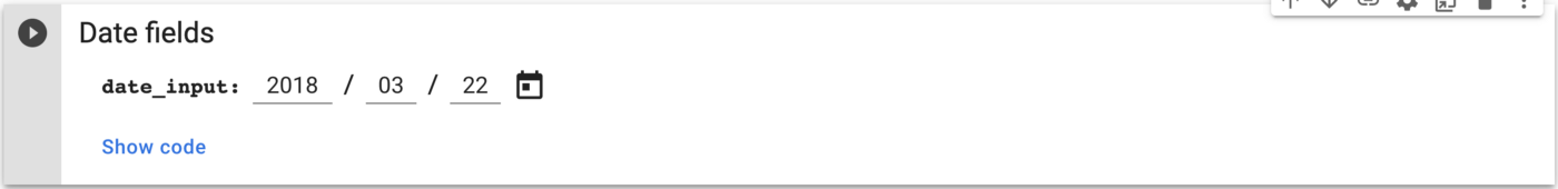 Easily input and process dates in Google Colab with dedicated date fields, ideal for data analysis and manipulation tasks.